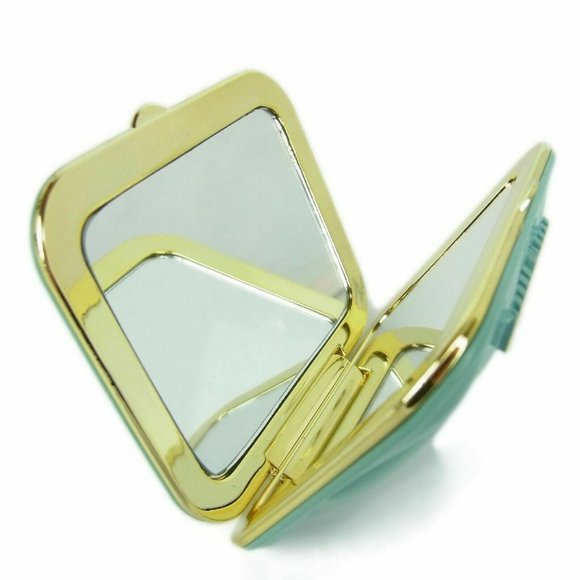 NEW! Luxe MIU MIU Teal Tiffany blue Cute Compact Mirror with Pouch - Sealed Box! - Picture 3 of 10